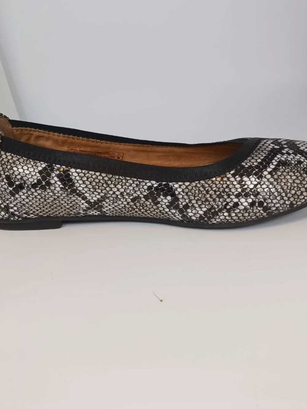 Vionic Carroll Women’s 7 Ballet Flats Black Snake Print Leather Balletcore